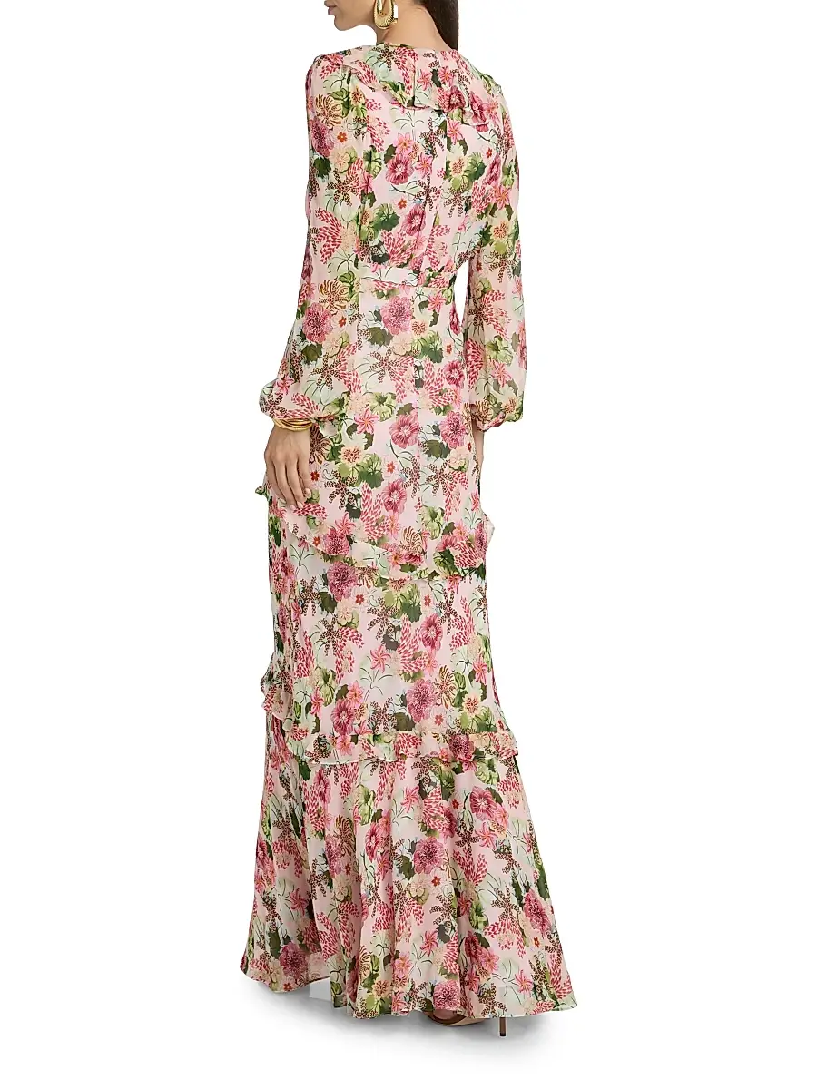 Saloni Women's Rita Floral Geroegette Maxi Dress | Thumbnail 5 Saloni Women's Rita Floral Geroegette Maxi Dress | Thumbnail 5