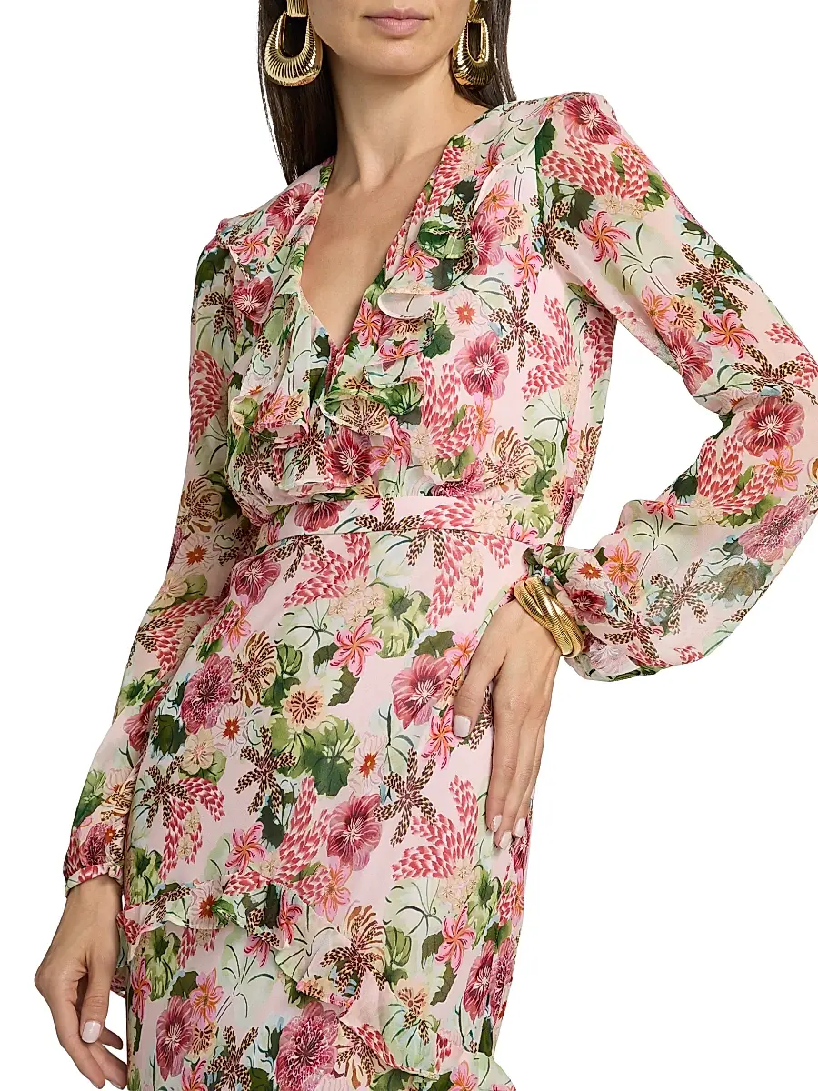 Saloni Women's Rita Floral Geroegette Maxi Dress | Thumbnail 6 Saloni Women's Rita Floral Geroegette Maxi Dress | Thumbnail 6
