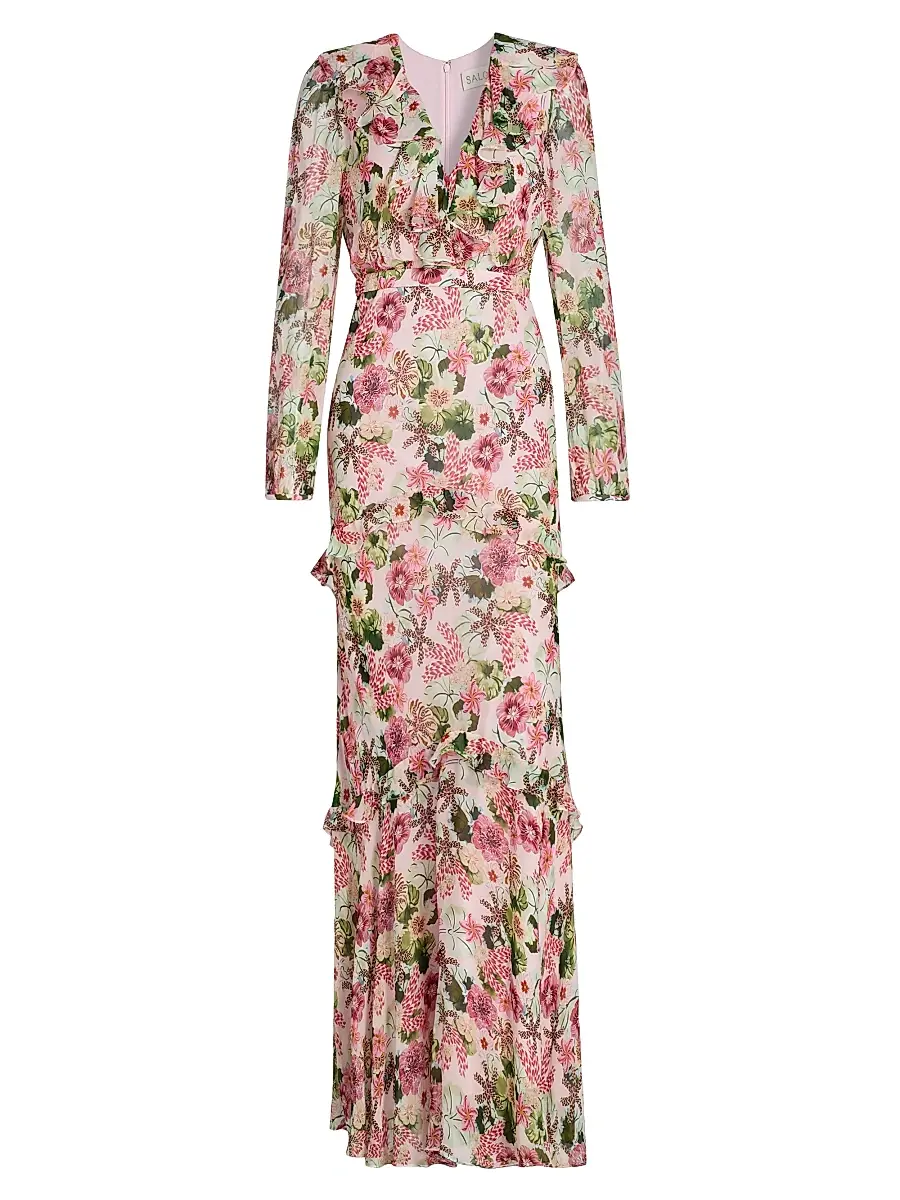 Saloni Women's Rita Floral Geroegette Maxi Dress