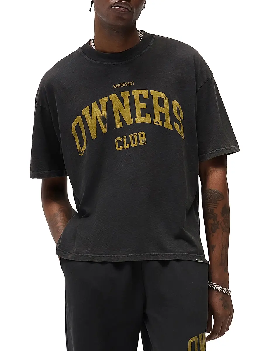 Represent Men's Owners Cotton Crewneck Crop T-Shirt | Thumbnail 3 Represent Men's Owners Cotton Crewneck Crop T-Shirt | Thumbnail 3
