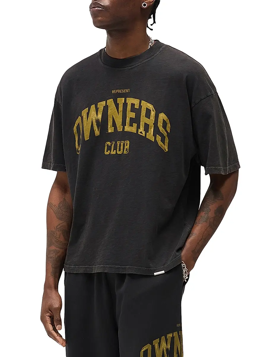 Represent Men's Owners Cotton Crewneck Crop T-Shirt | Thumbnail 4 Represent Men's Owners Cotton Crewneck Crop T-Shirt | Thumbnail 4