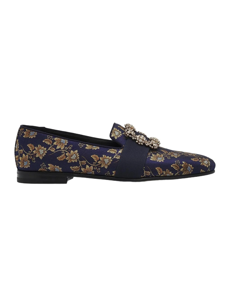 Men's Carlton Crystal-Buckle Brocade Loafers Men's Carlton Crystal-Buckle Brocade Loafers