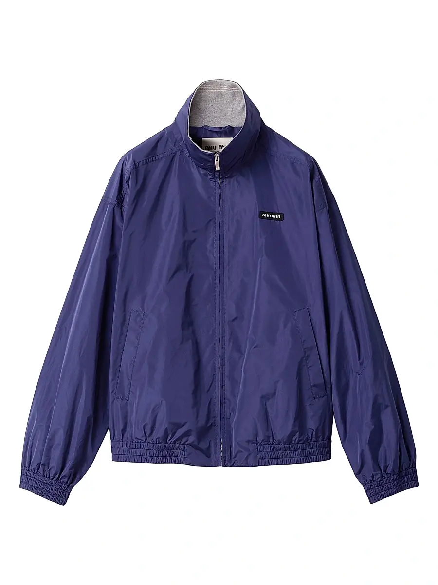 Miu Miu Women's Technical Poplin Blouson Jacket - Blue | Image 1 Miu Miu Women's Technical Poplin Blouson Jacket - Blue | Image 1