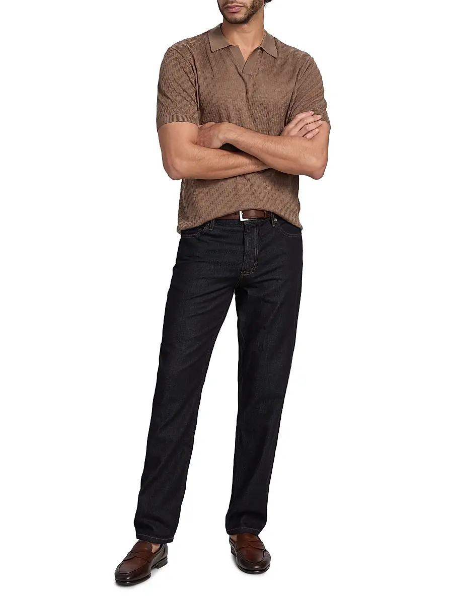 Emporio Armani Men's Textured Jacquard Polo Shirt | Thumbnail 2