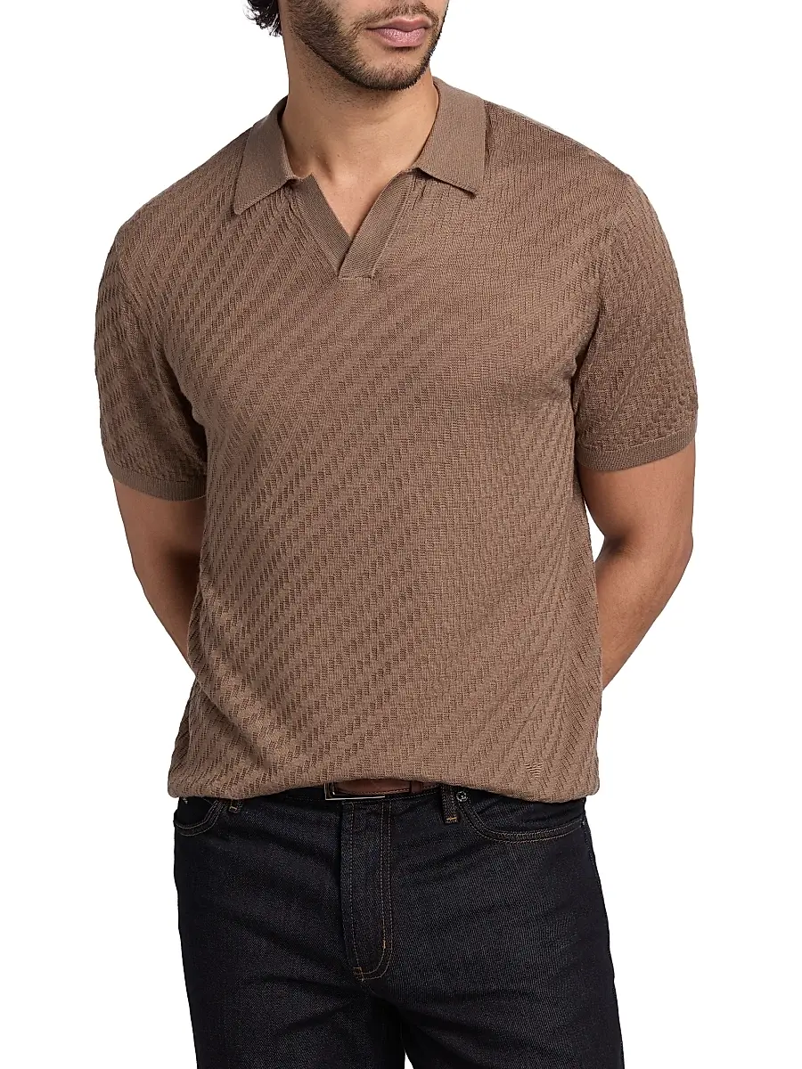 Emporio Armani Men's Textured Jacquard Polo Shirt | Thumbnail 3