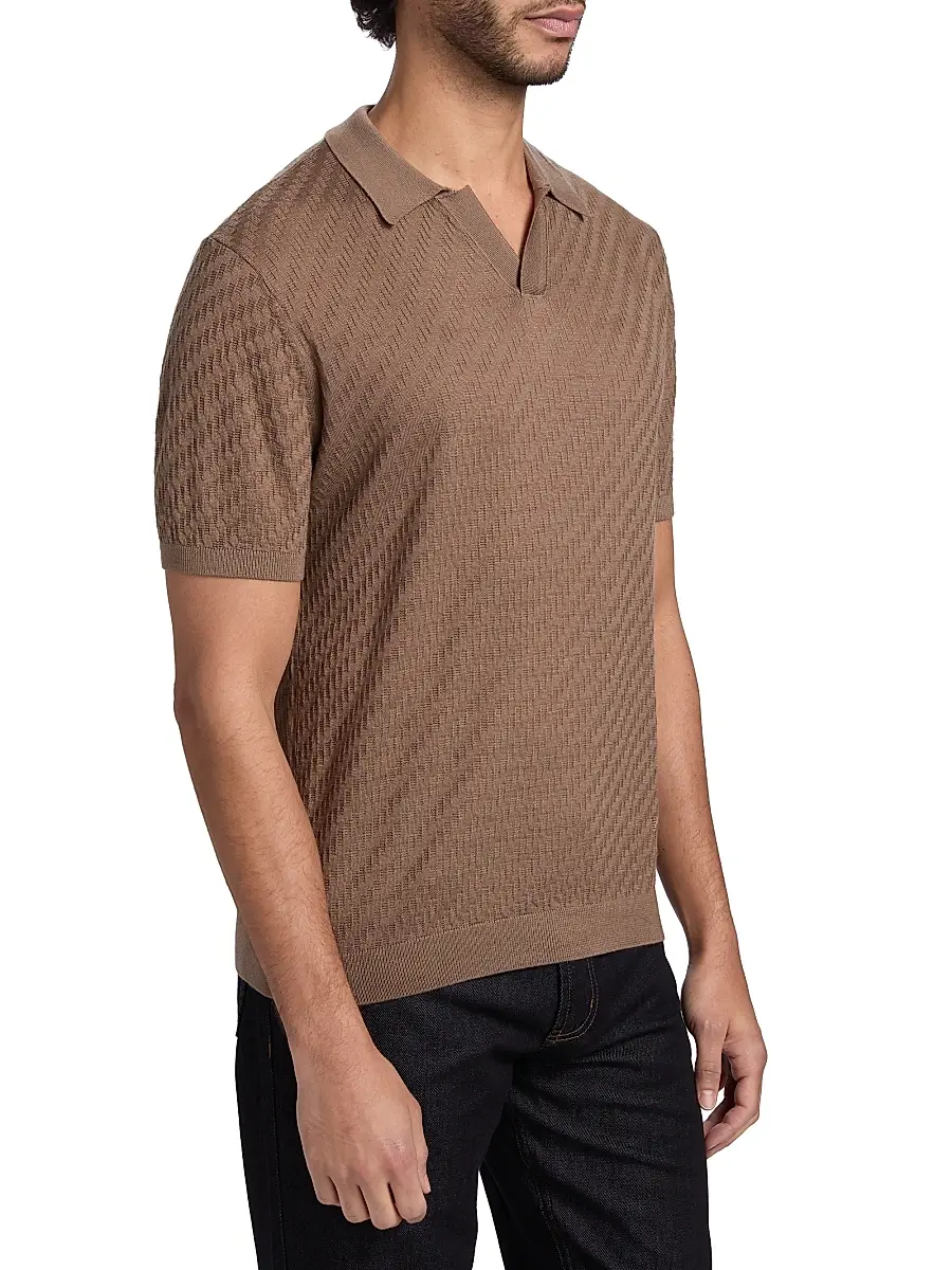 Emporio Armani Men's Textured Jacquard Polo Shirt | Thumbnail 4