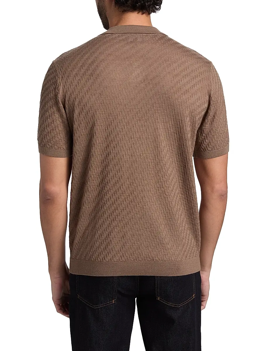 Emporio Armani Men's Textured Jacquard Polo Shirt | Thumbnail 5