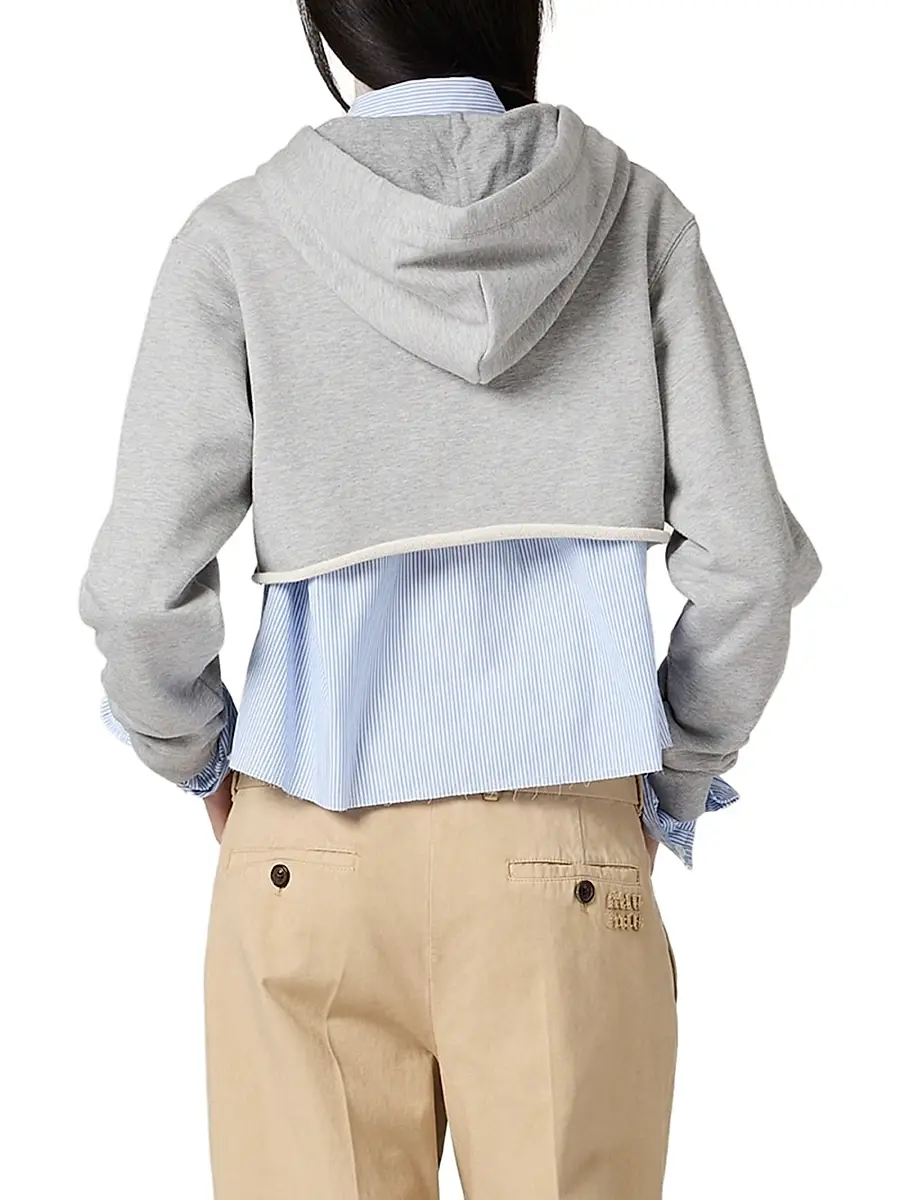 Miu Miu Women's Cropped Hoodie - Grey | Thumbnail 3 Miu Miu Women's Cropped Hoodie - Grey | Thumbnail 3