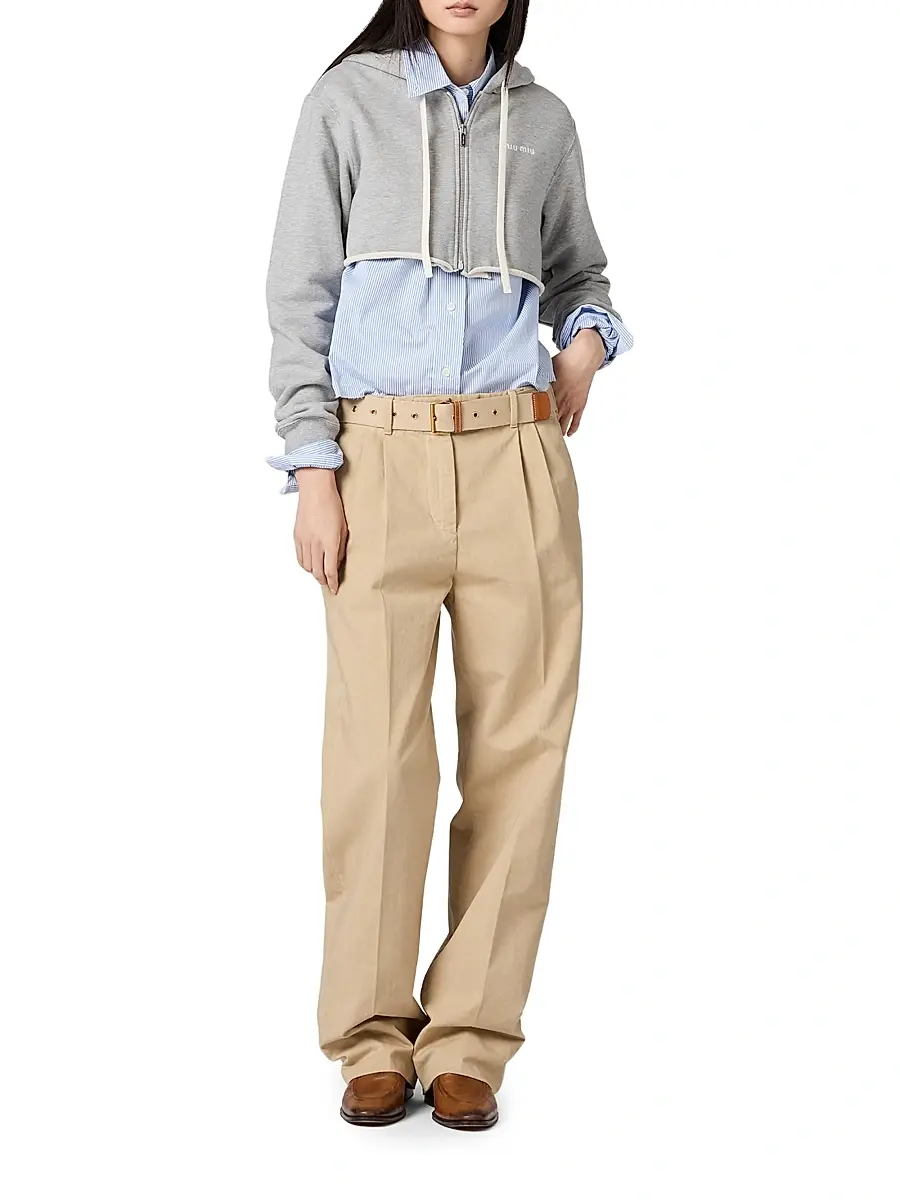 Miu Miu Women's Cropped Hoodie - Grey | Thumbnail 5 Miu Miu Women's Cropped Hoodie - Grey | Thumbnail 5
