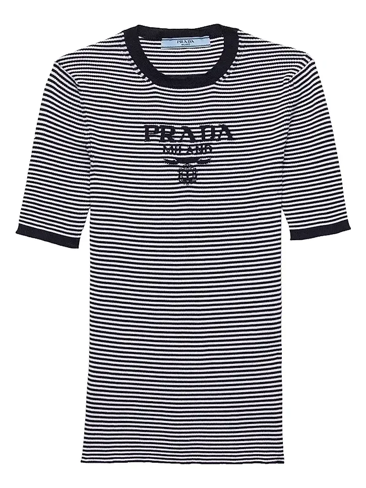 Prada Women's Striped Silk Crew-Neck Sweater