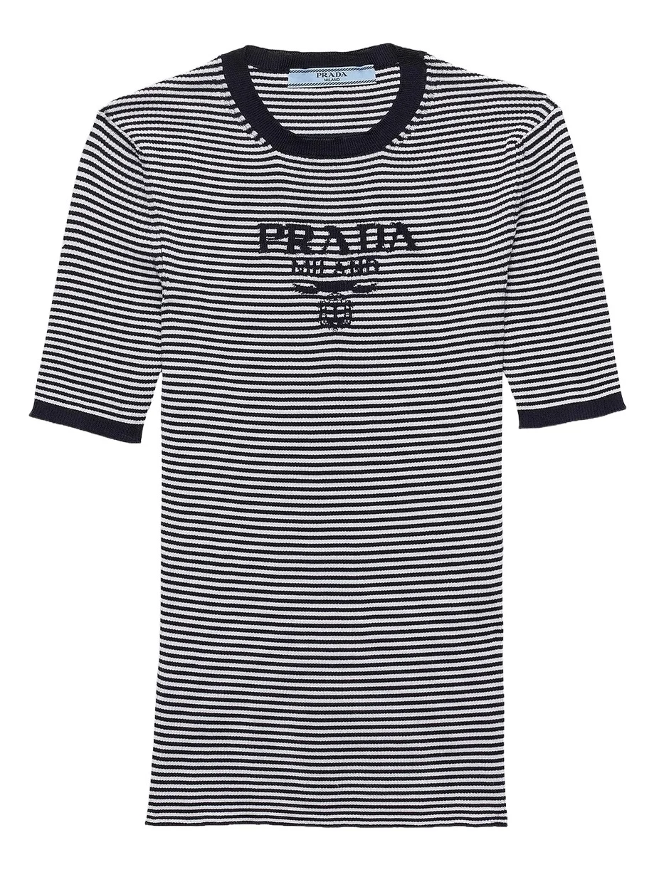 Women's Striped Silk Crew-Neck Sweater