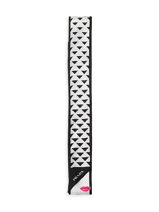 Women's Printed Silk Twill Skinny Scarf