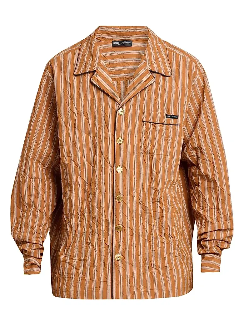 Dolce & Gabbana Men's Striped Crinkle Shirt