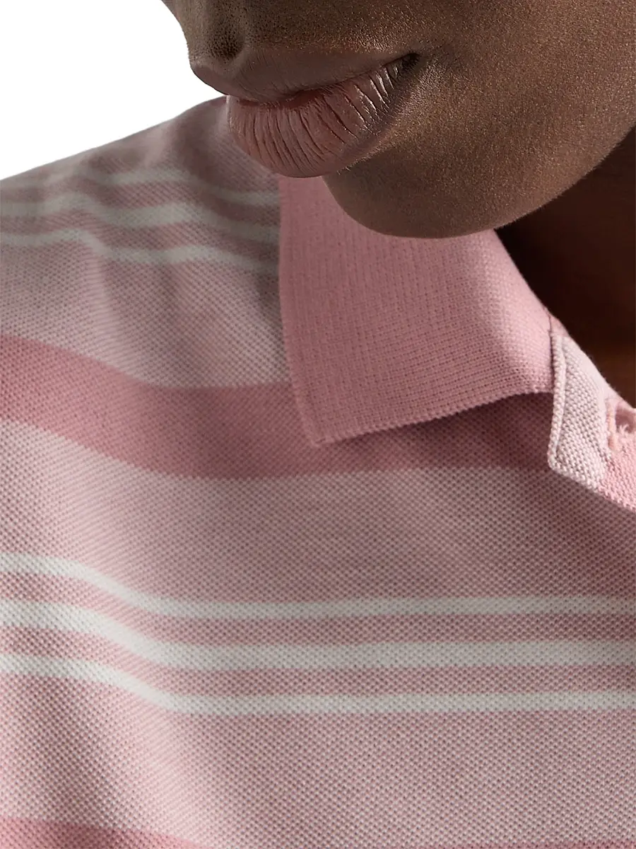 Prada Women's Long-Sleeved Striped Piqué Polo Shirt | Thumbnail 5