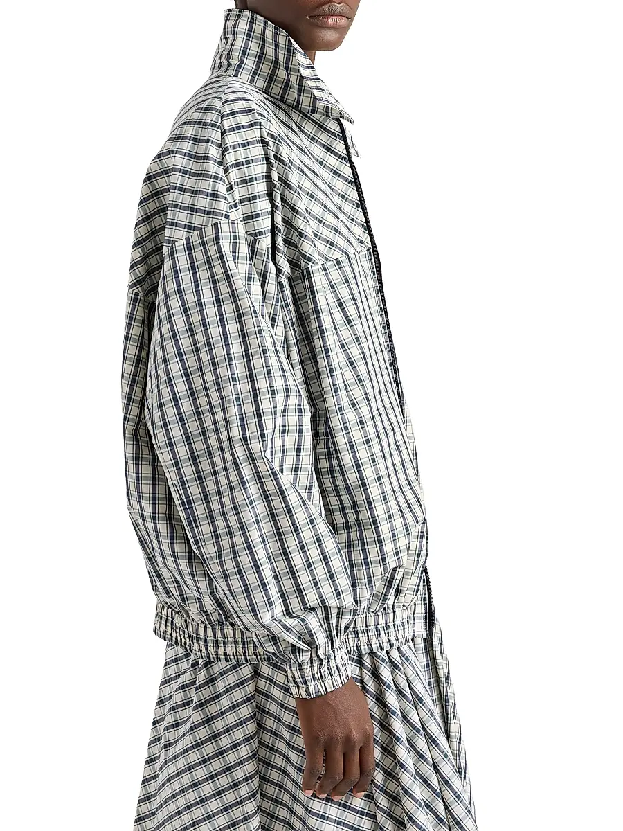 Prada Women's Checked Chambray Blouson Jacket - Beige Multi | Thumbnail 3 Prada Women's Checked Chambray Blouson Jacket - Beige Multi | Thumbnail 3