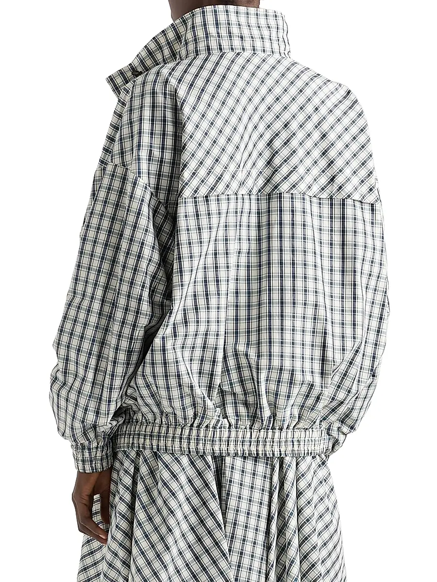 Prada Women's Checked Chambray Blouson Jacket - Beige Multi | Thumbnail 4 Prada Women's Checked Chambray Blouson Jacket - Beige Multi | Thumbnail 4