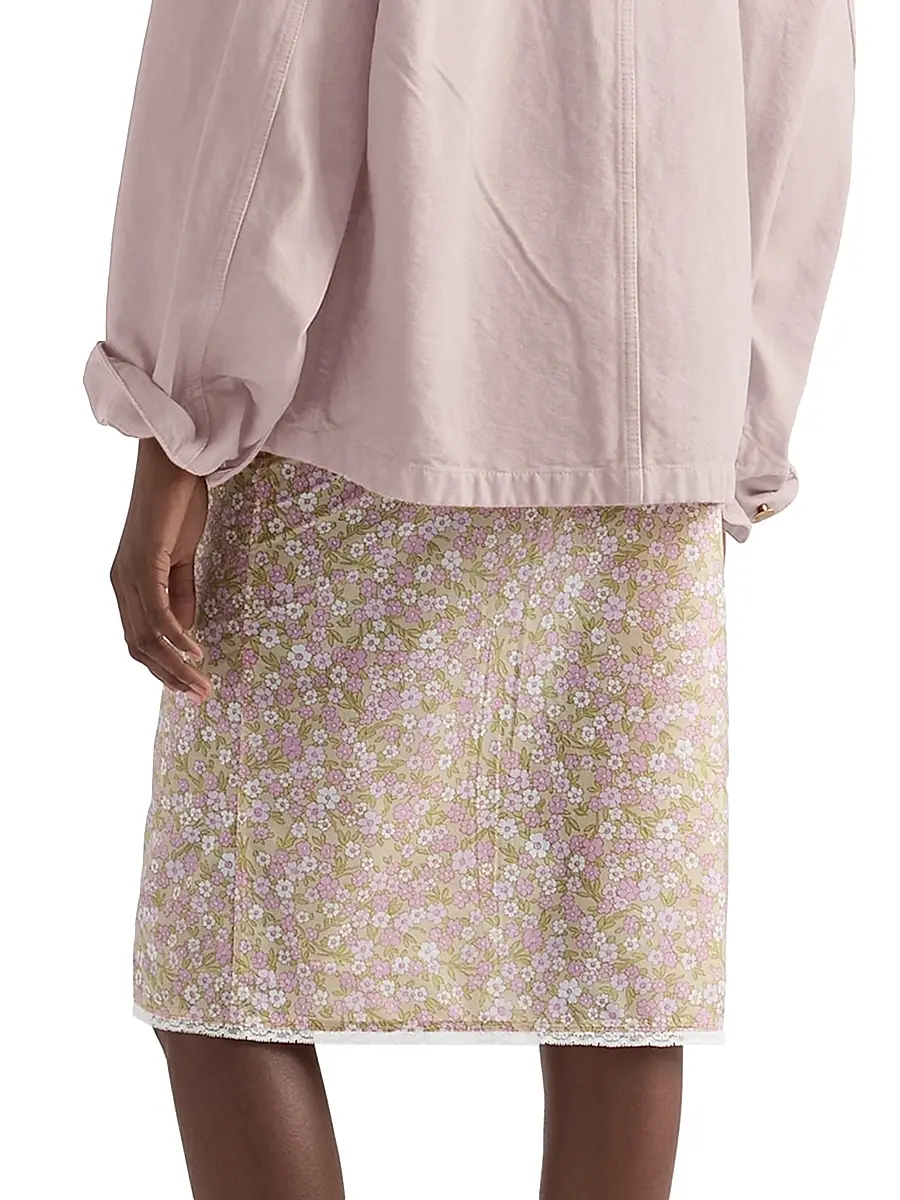 Prada Women's Floral Print Nylon Skirt - Pink | Thumbnail 3 Prada Women's Floral Print Nylon Skirt - Pink | Thumbnail 3