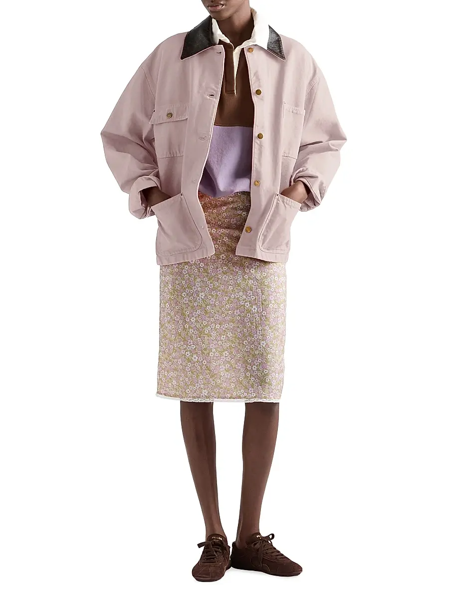 Prada Women's Floral Print Nylon Skirt - Pink | Thumbnail 5 Prada Women's Floral Print Nylon Skirt - Pink | Thumbnail 5