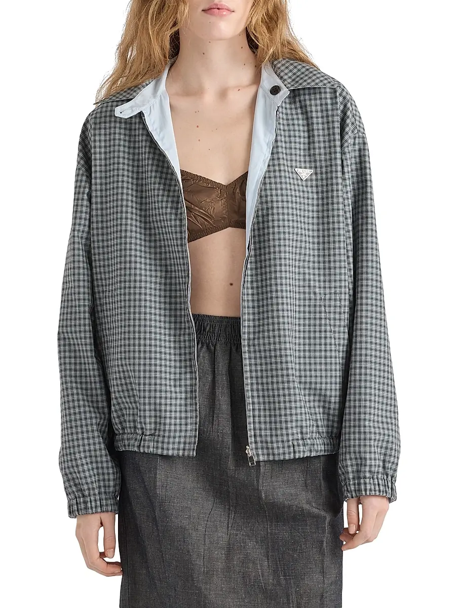 Prada Women's Checked Poplin Jacket | Thumbnail 2