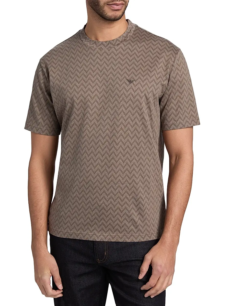 Emporio Armani Men's Logo Chevron Cotton Jersey T-Shirt | Thumbnail 3 Emporio Armani Men's Logo Chevron Cotton Jersey T-Shirt | Thumbnail 3