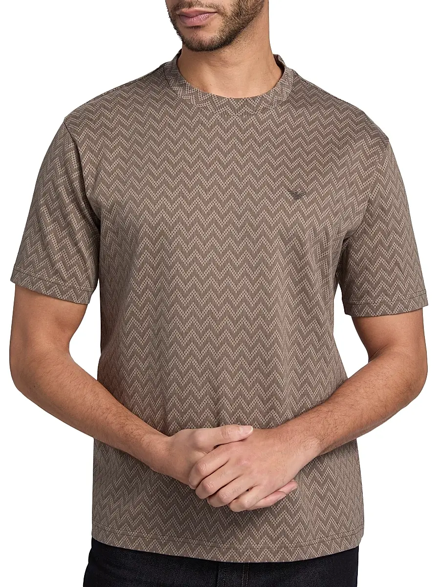 Emporio Armani Men's Logo Chevron Cotton Jersey T-Shirt | Thumbnail 6 Emporio Armani Men's Logo Chevron Cotton Jersey T-Shirt | Thumbnail 6