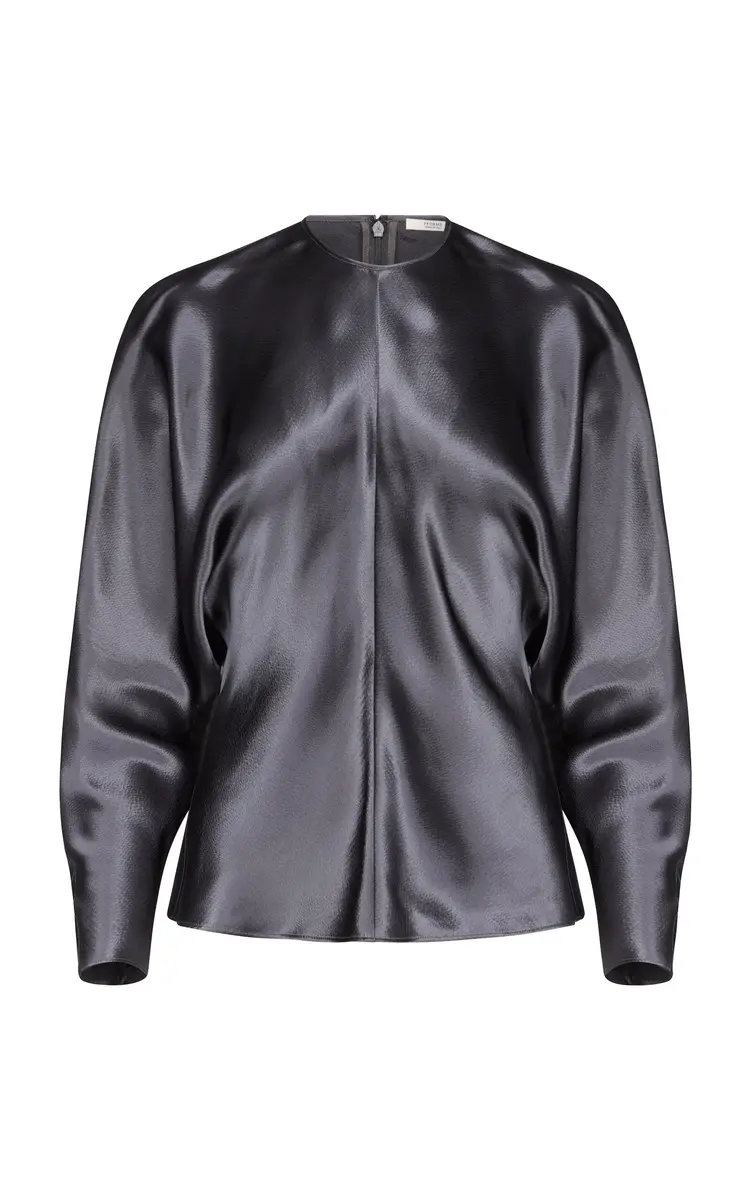 FFORME Sylvie Dolman-Sleeve Draped Satin Top