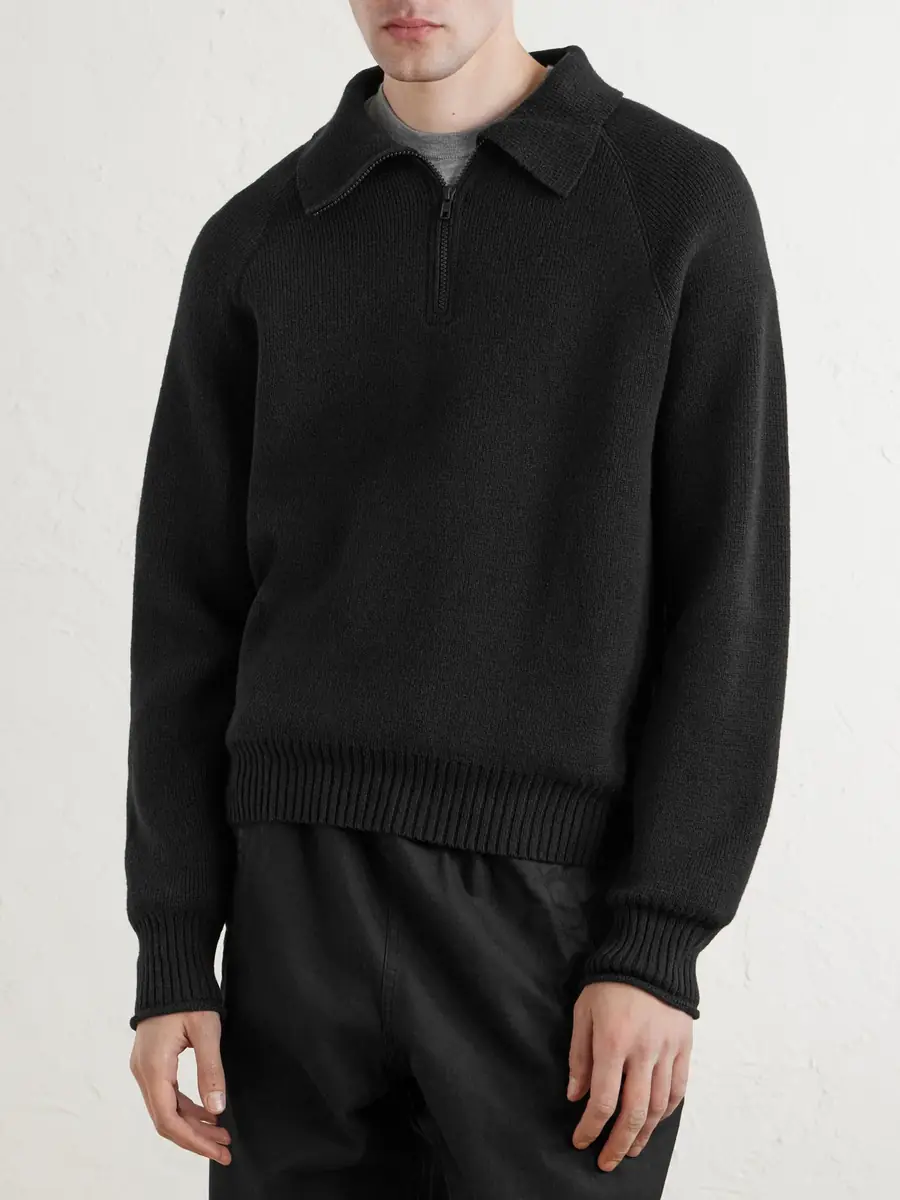 Margaret Howell Wool and Cotton-Blend Half-Zip Sweater - Men | Thumbnail 3 Margaret Howell Wool and Cotton-Blend Half-Zip Sweater - Men | Thumbnail 3