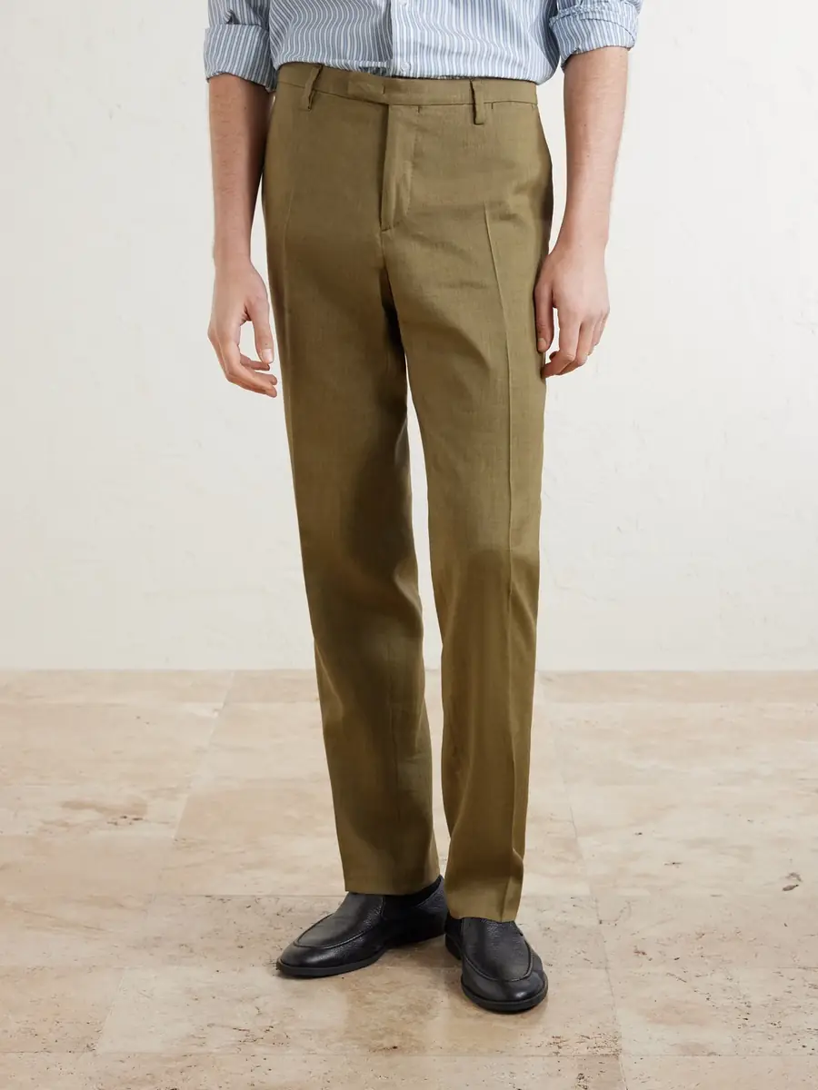 Boglioli Wool and Linen-Blend Straight Leg Trousers - Men | Thumbnail 3