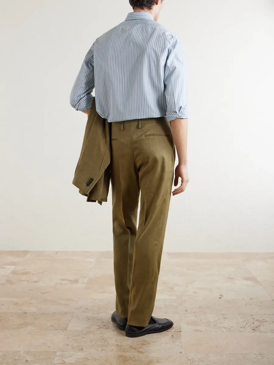 Boglioli Wool and Linen-Blend Straight Leg Trousers - Men | Thumbnail 4