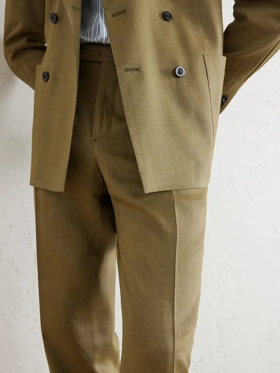 Boglioli Wool and Linen-Blend Straight Leg Trousers - Men | Thumbnail 6