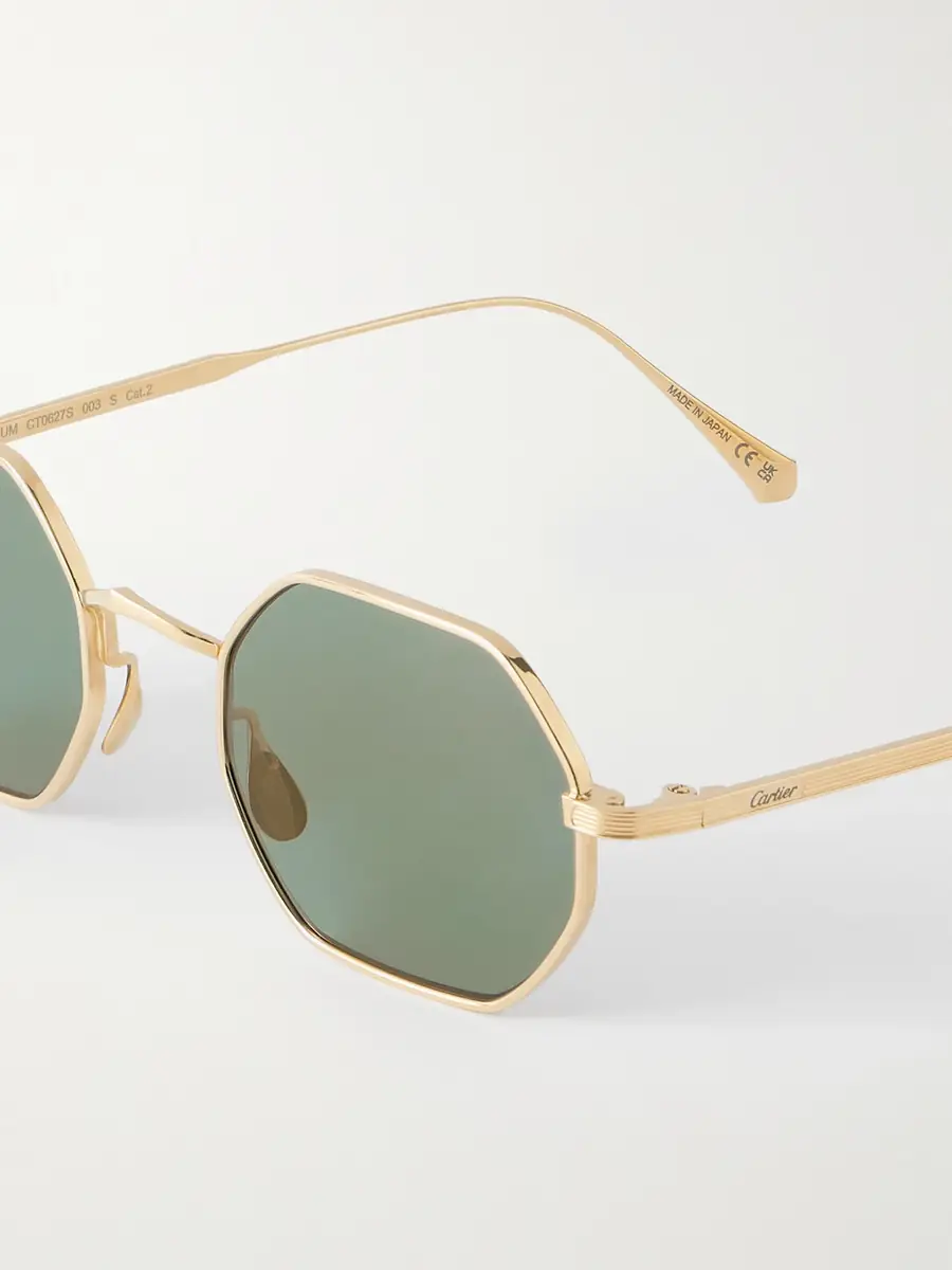 Cartier Eyewear Signature C Geometric Round-Frame Gold-Tone Titanium Sunglasses - Men | Thumbnail 3