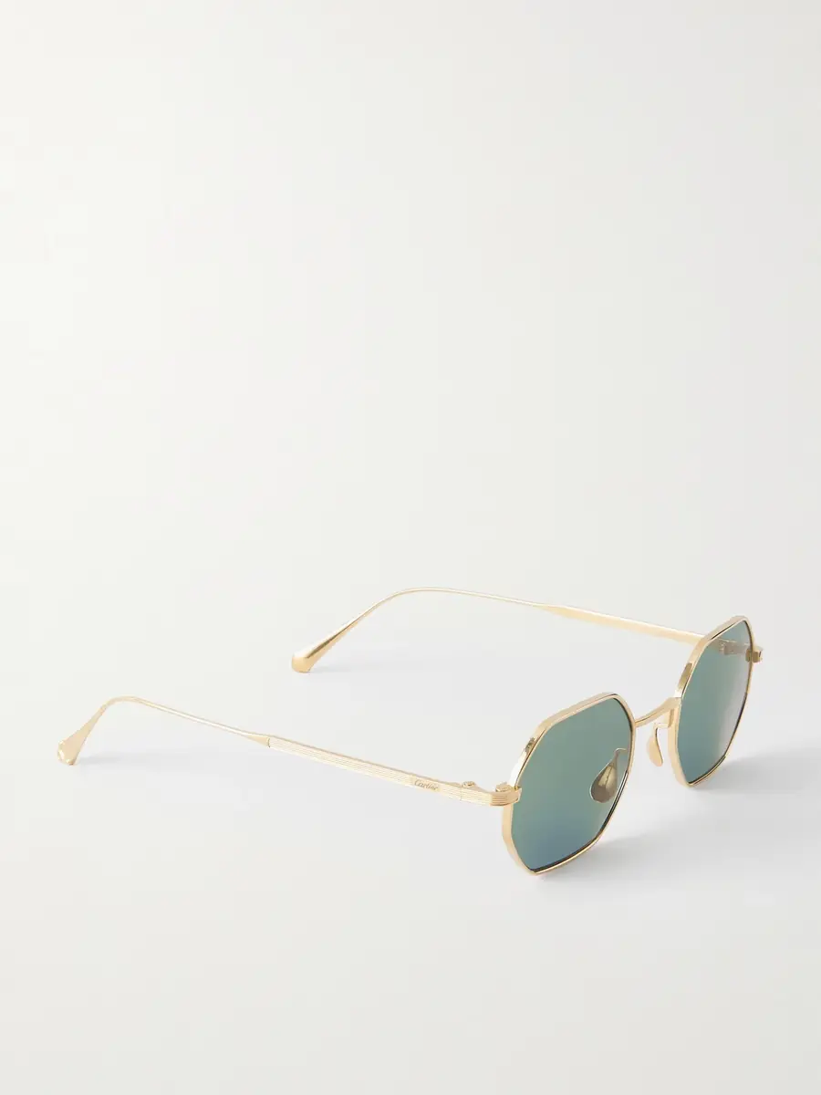 Cartier Eyewear Signature C Geometric Round-Frame Gold-Tone Titanium Sunglasses - Men | Thumbnail 4