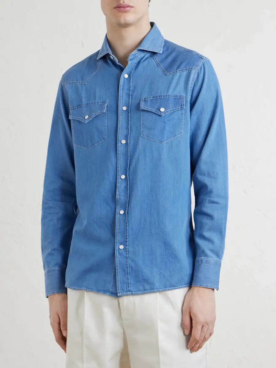 Brunello Cucinelli Denim Shirt - Men | Thumbnail 3 Brunello Cucinelli Denim Shirt - Men | Thumbnail 3