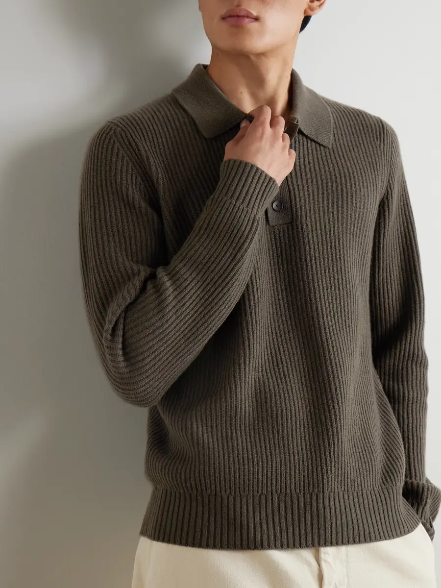 MR P. Ribbed Cashmere Polo Shirt - Men | Thumbnail 3