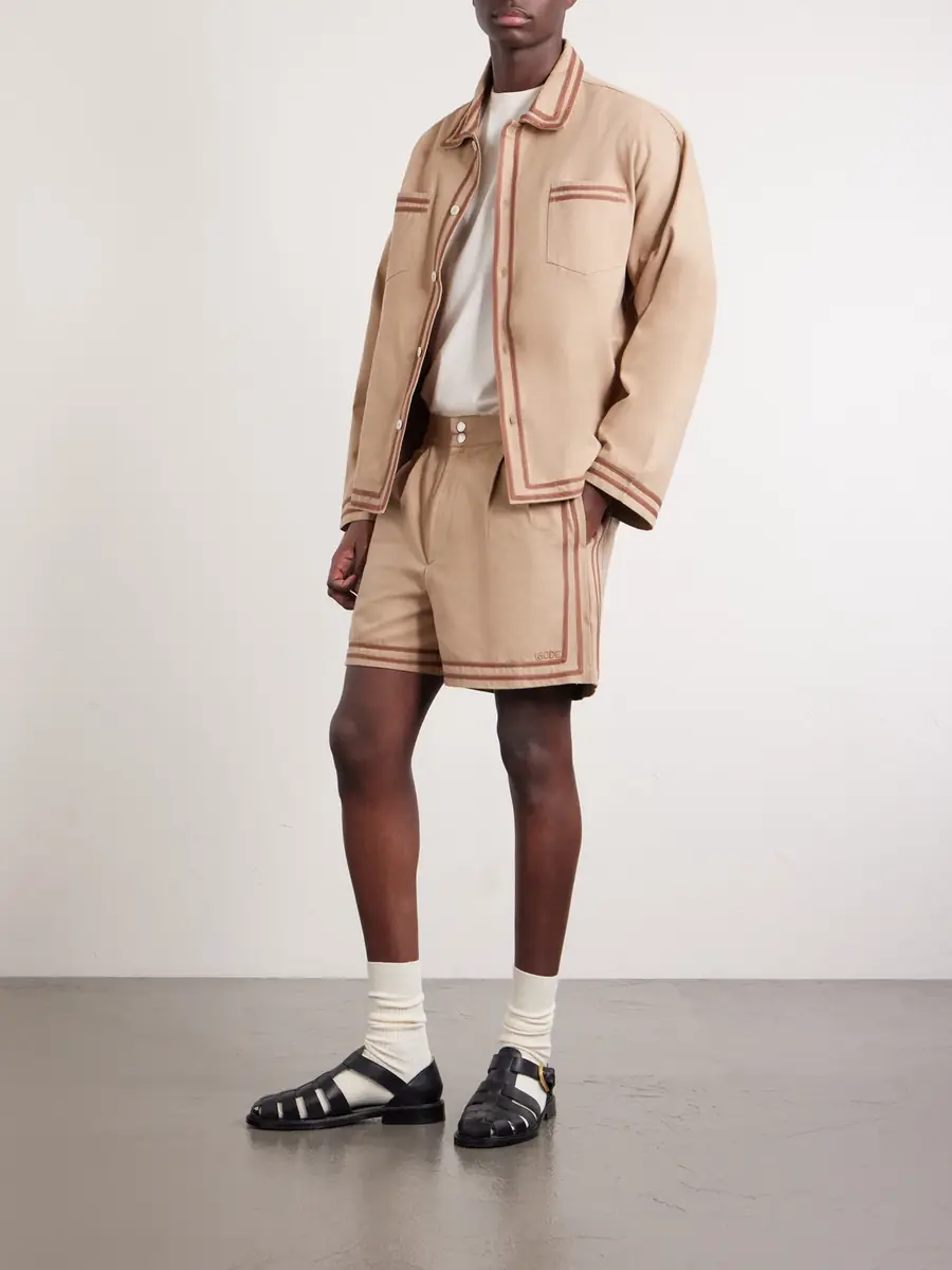 BODE Straight-Leg Pleated Cotton-Twill Shorts - Men | Thumbnail 2