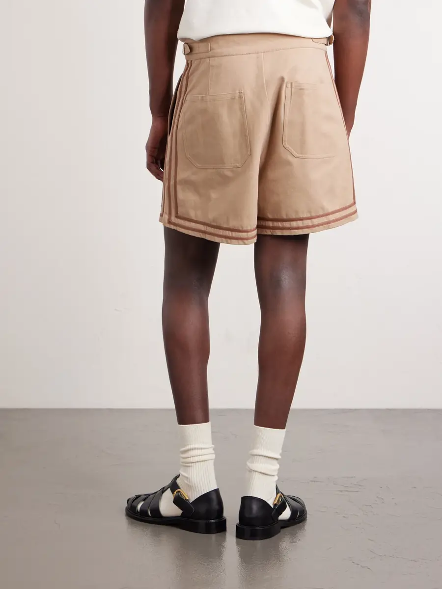 BODE Straight-Leg Pleated Cotton-Twill Shorts - Men | Thumbnail 4