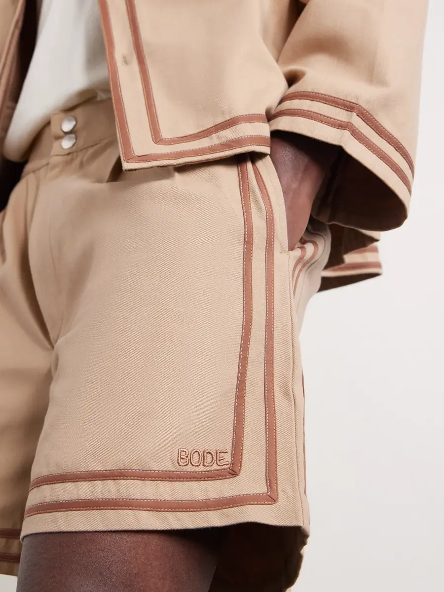 BODE Straight-Leg Pleated Cotton-Twill Shorts - Men | Thumbnail 6