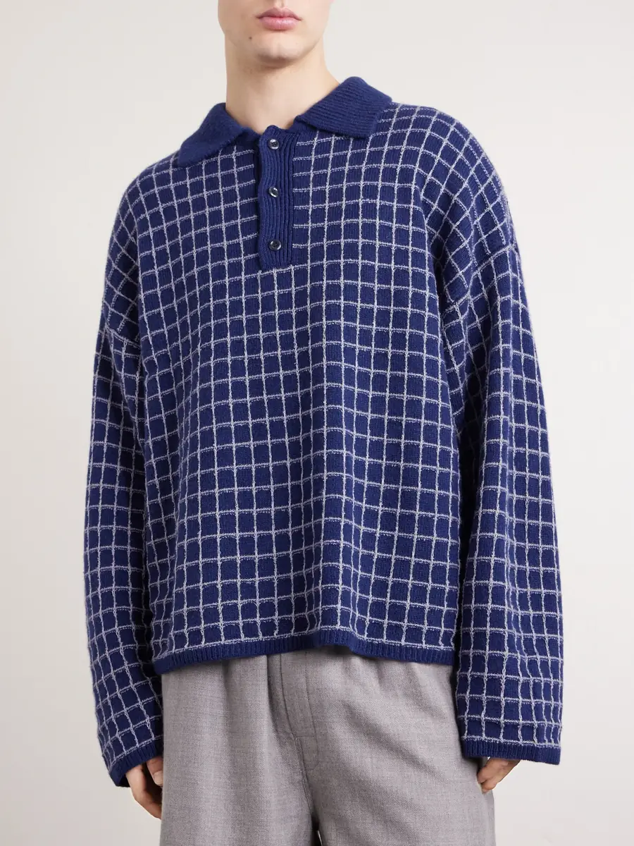The Elder Statesman Dume Checked Cashmere and Silk-Blend Polo Shirt - Men | Thumbnail 3