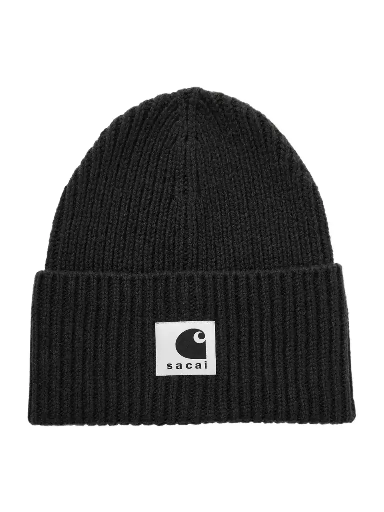 Sacai Carhartt WIP Logo-Appliquéd Ribbed Wool-Blend Beanie - Men | Image 1 Sacai Carhartt WIP Logo-Appliquéd Ribbed Wool-Blend Beanie - Men | Image 1