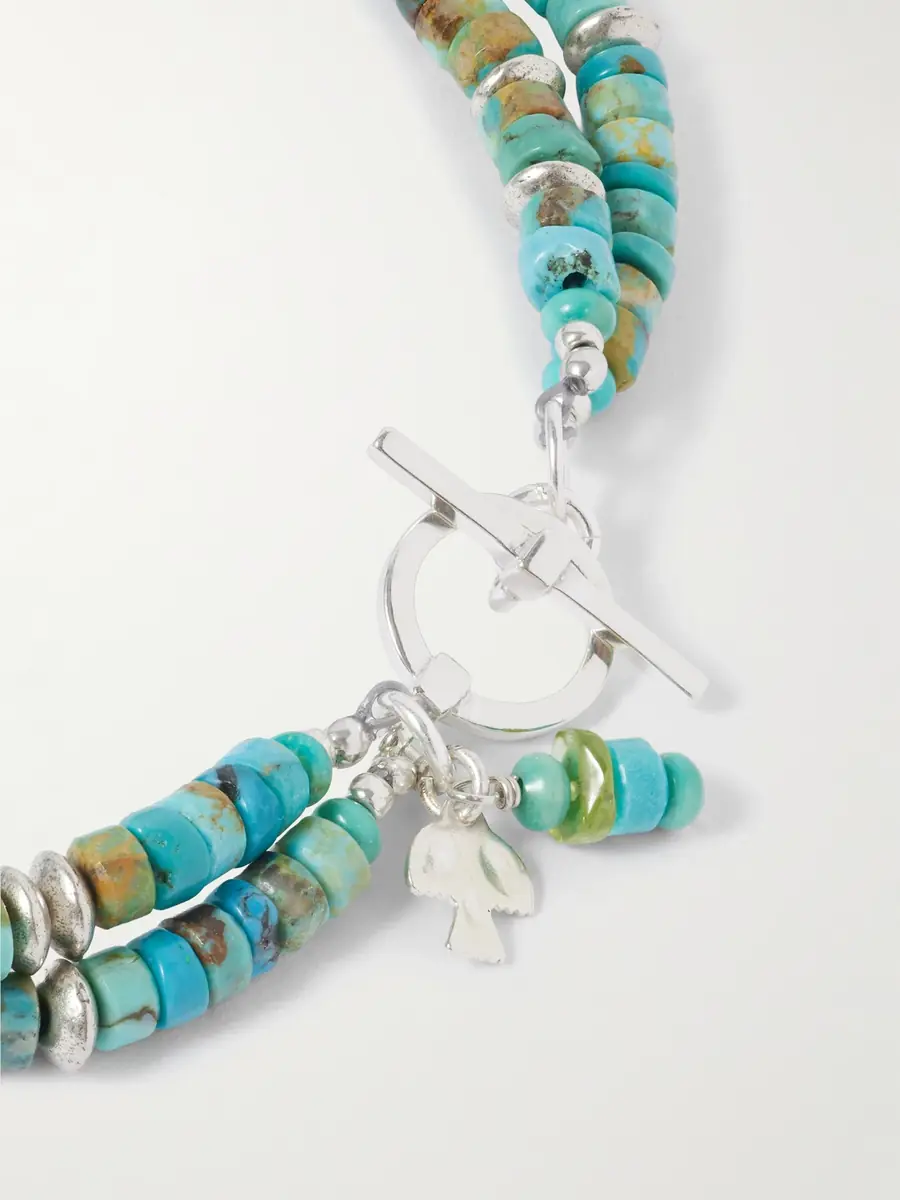 Peyote Bird Cedar Double Sonoran Sterling Silver, Turquoise and Peridot Bracelet - Men | Thumbnail 4 Peyote Bird Cedar Double Sonoran Sterling Silver, Turquoise and Peridot Bracelet - Men | Thumbnail 4