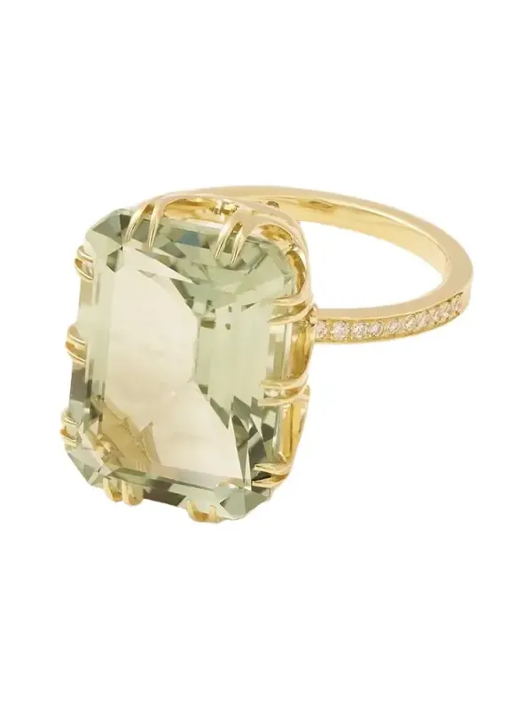 Solitaire 18-karat Gold, Amethyst And Diamond Ring - Green Solitaire 18-karat Gold, Amethyst And Diamond Ring - Green