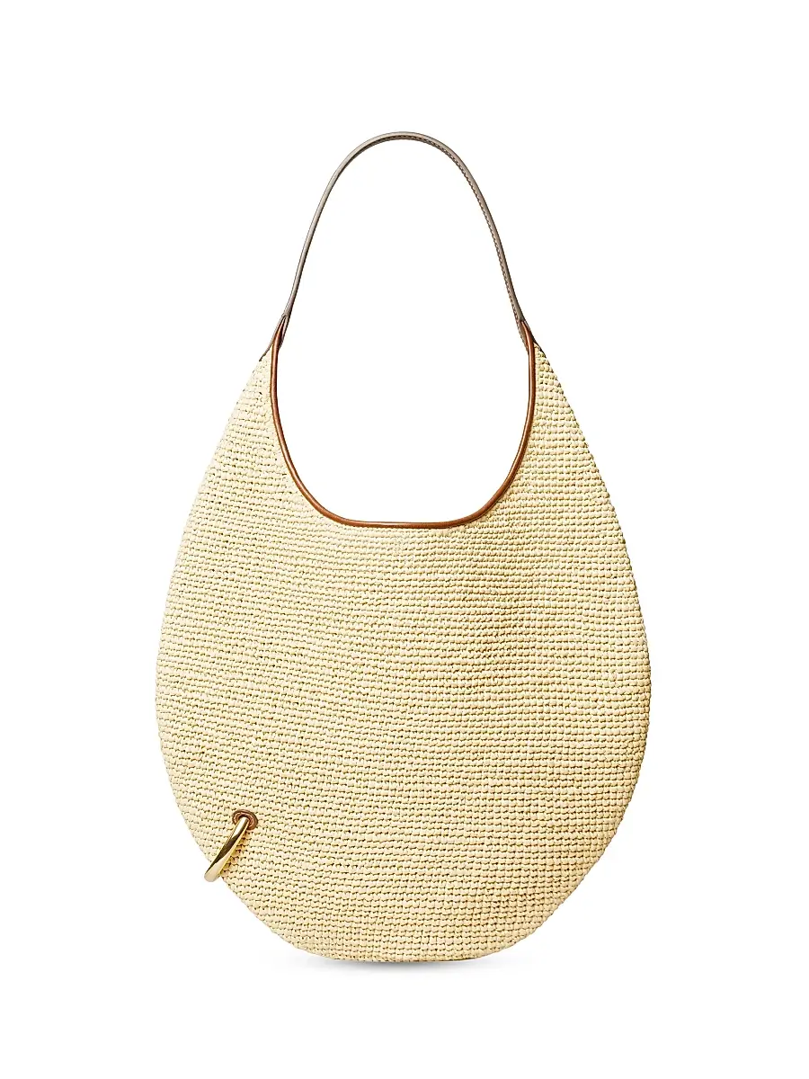 Tory Burch Women's Pierced Raffia Shoulder Bag - Natural | Image 1 Tory Burch Women's Pierced Raffia Shoulder Bag - Natural | Image 1