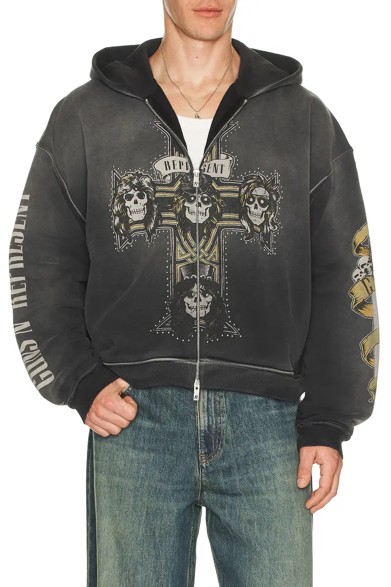 Represent x Guns N' Roses Cross Zip Through Hoodie | Thumbnail 4