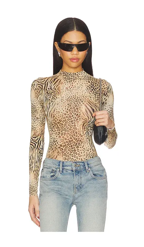 SKIMS Milky Sheer Mock Neck Long Sleeve Bodysuit | Image 1 SKIMS Milky Sheer Mock Neck Long Sleeve Bodysuit | Image 1