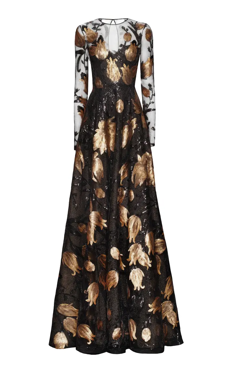 Naeem Khan Sequined Lace Gown