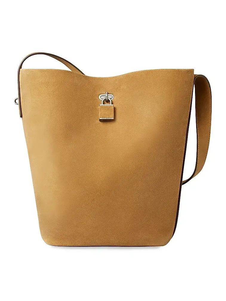 Women's Lock Suede Bucket Bag