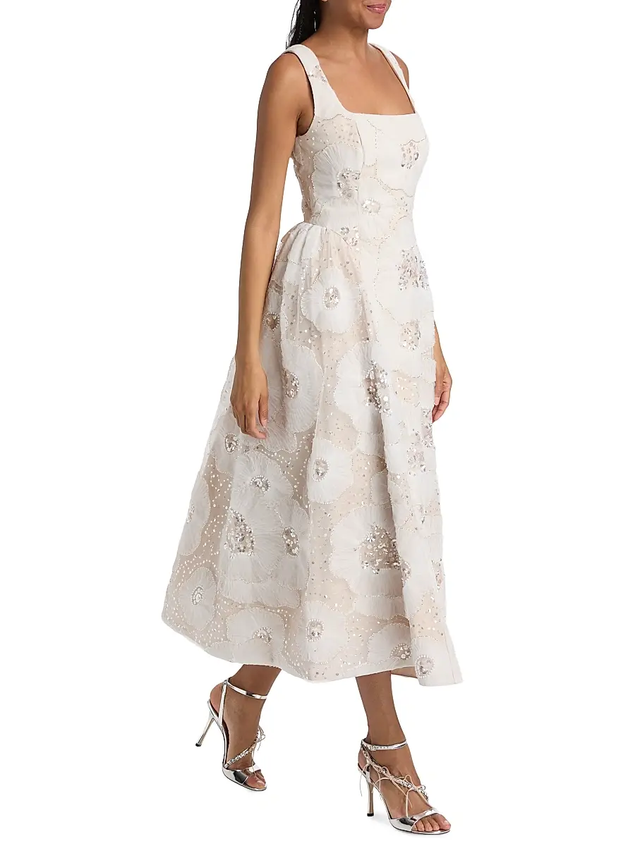 Milly Women's Arianna Tulle Flower Beaded Dress | Thumbnail 2 Milly Women's Arianna Tulle Flower Beaded Dress | Thumbnail 2