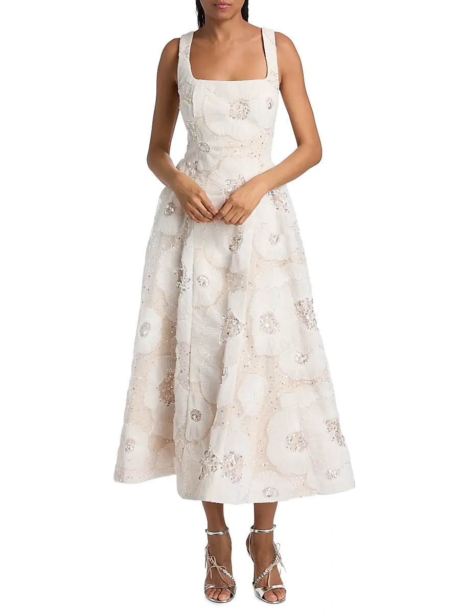 Milly Women's Arianna Tulle Flower Beaded Dress | Thumbnail 3 Milly Women's Arianna Tulle Flower Beaded Dress | Thumbnail 3