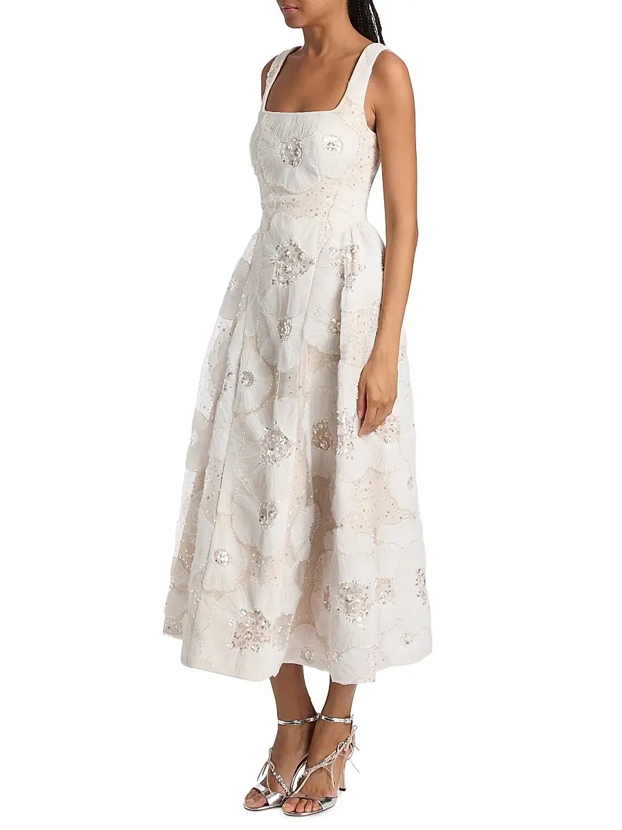 Milly Women's Arianna Tulle Flower Beaded Dress | Thumbnail 4 Milly Women's Arianna Tulle Flower Beaded Dress | Thumbnail 4