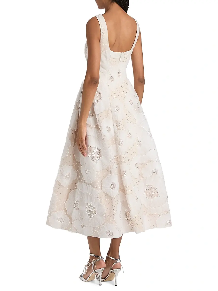 Milly Women's Arianna Tulle Flower Beaded Dress | Thumbnail 5 Milly Women's Arianna Tulle Flower Beaded Dress | Thumbnail 5